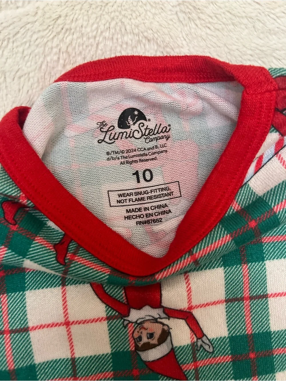 🎄 Elf on the Shelf Kids Pajama Set - Plaid Holiday - Size 10